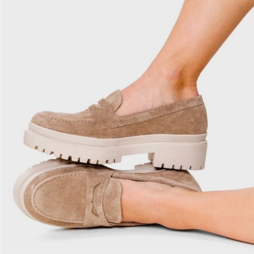 Portland Leather Patina Taupe Platform Loafers